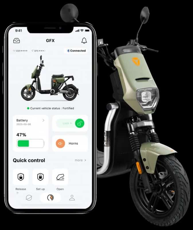 Mobilna aplikacija Yadea za odklepanje mopeda Yadea GFX